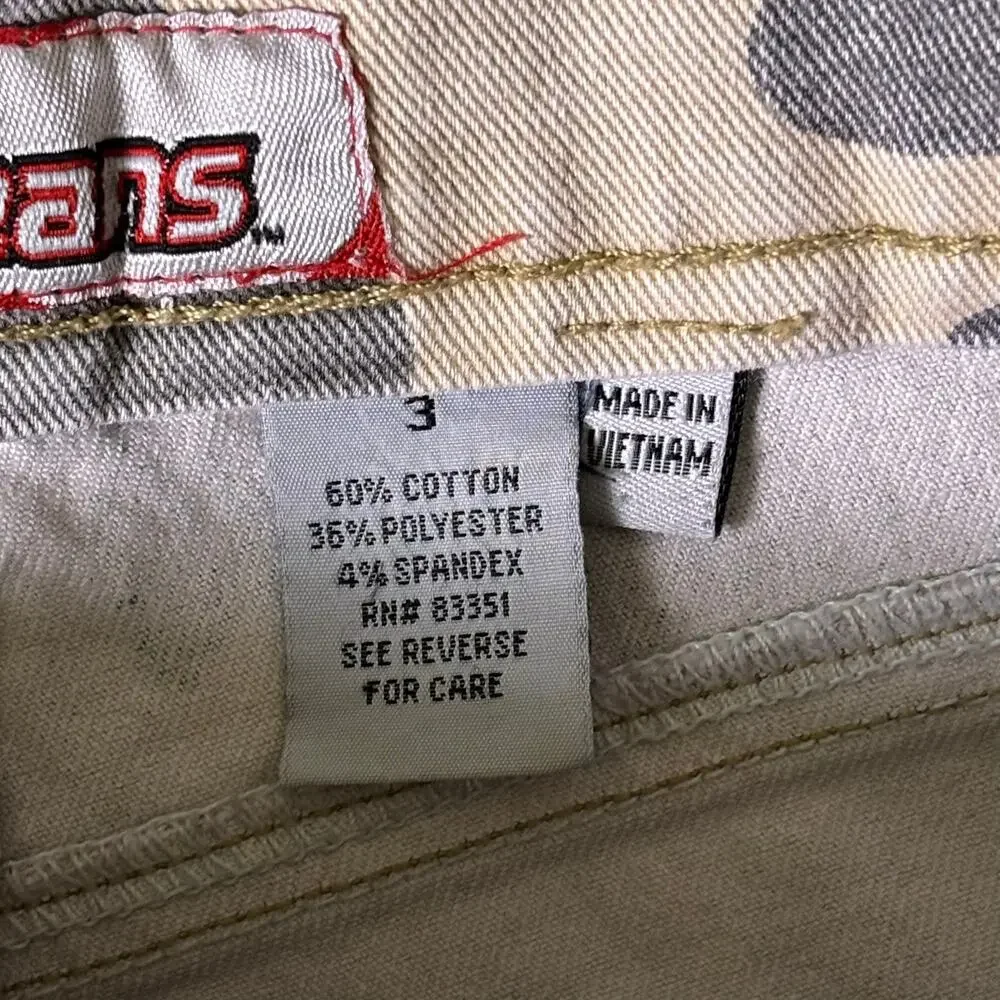 Y2K low mid rise camo patchwork Lazer Jean short early 2000s booty shorts size 3 - Picture 6 of 14